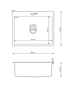 Chiuvetă bucătărie - 236 | oțel inoxidabil | 60x50 cm | Satinat