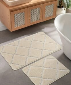 Set covorașe baie (2 buc) Cizgili - Cream - 217CCL1134 | 100% polypropylene | 40x50 cm | Crem