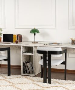 Birou Twin Study Desk - Freesia Marble, Black | PAL melaminat 18mm | 34 x 50 cm | Freezia/Marmură/Negru