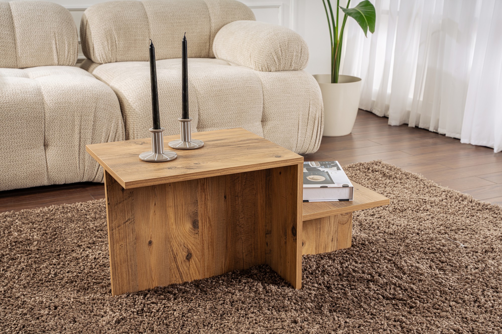 Masă de cafea Harmony - Atlantic Pine | PAL melaminat 18mm | 80 x 40 x 40 cm | Pin Atlantic
