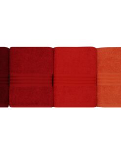 Set prosoape mâini (4 buc) Rainbow - Red - 317HBY1255 | 100% cotton | 50x90 cm | Pale Orange, Portocaliu, Roșu