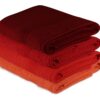 Set prosoape baie (4 buc) Rainbow - Red - 317HBY1413 | 100% cotton | 70x140 cm | Pale Orange, Portocaliu, Roșu
