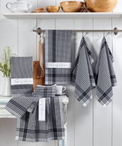 Set prosoape bucătărie (10 buc) Pötikareli - Black - 336EPJ1154 | bumbac 100% | 45 x 65 cm | Negru