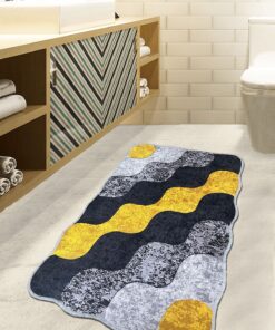 Covoraș baie Circle - Yellow - 359CHL2584 | 100% polyester | 70x120 cm | Galben, Antracit, Gri