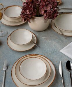 Set masă (24 buc) GBSATN24KY458KH - 387GRP1381 | porțelan 100% | 25 x 25 x 3 cm | Alb