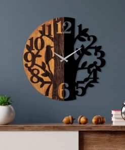 Ceas de perete Wooden Clock - 71 | 56 cm | Nuc/Negru
