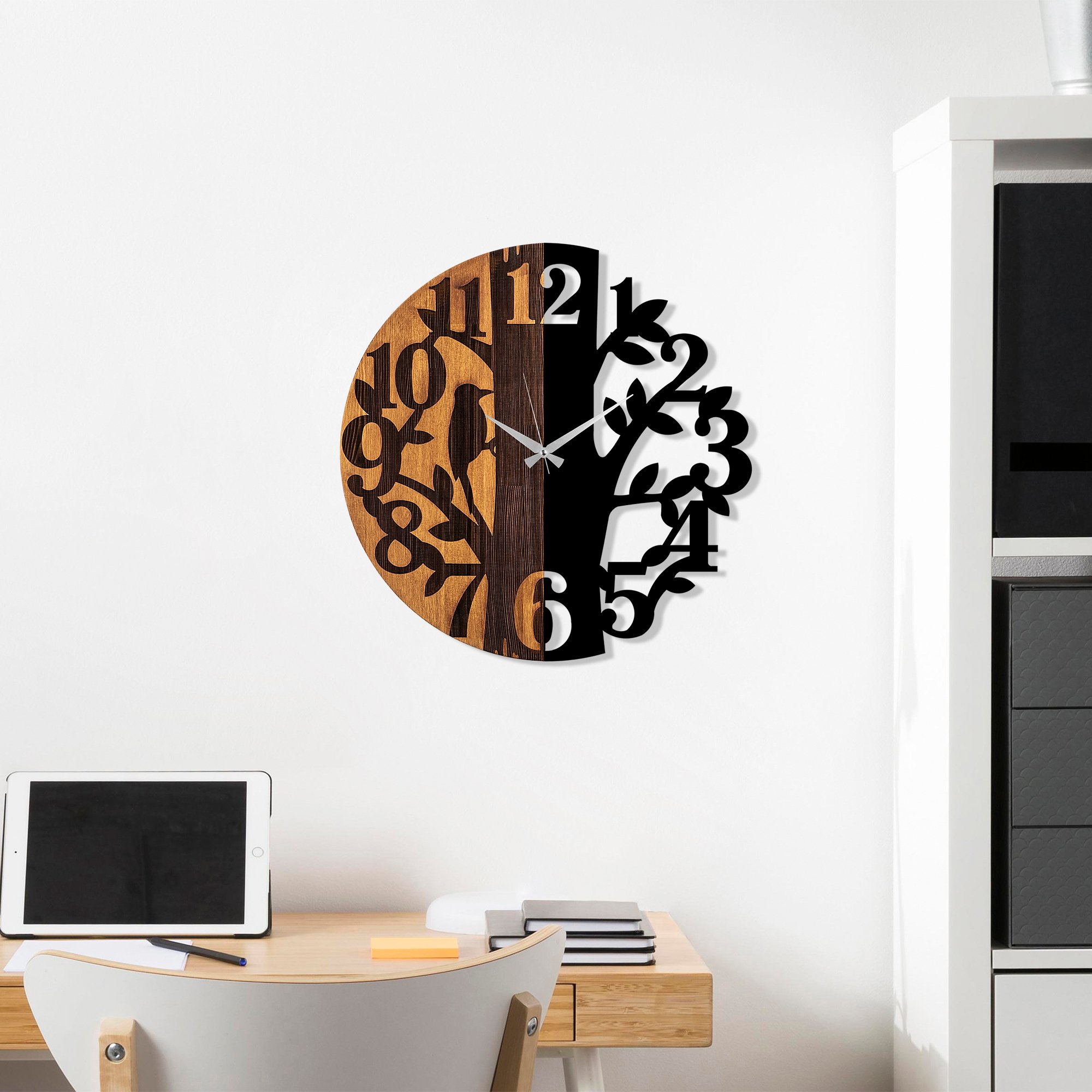Ceas de perete Wooden Clock - 71 | 56 cm | Nuc/Negru