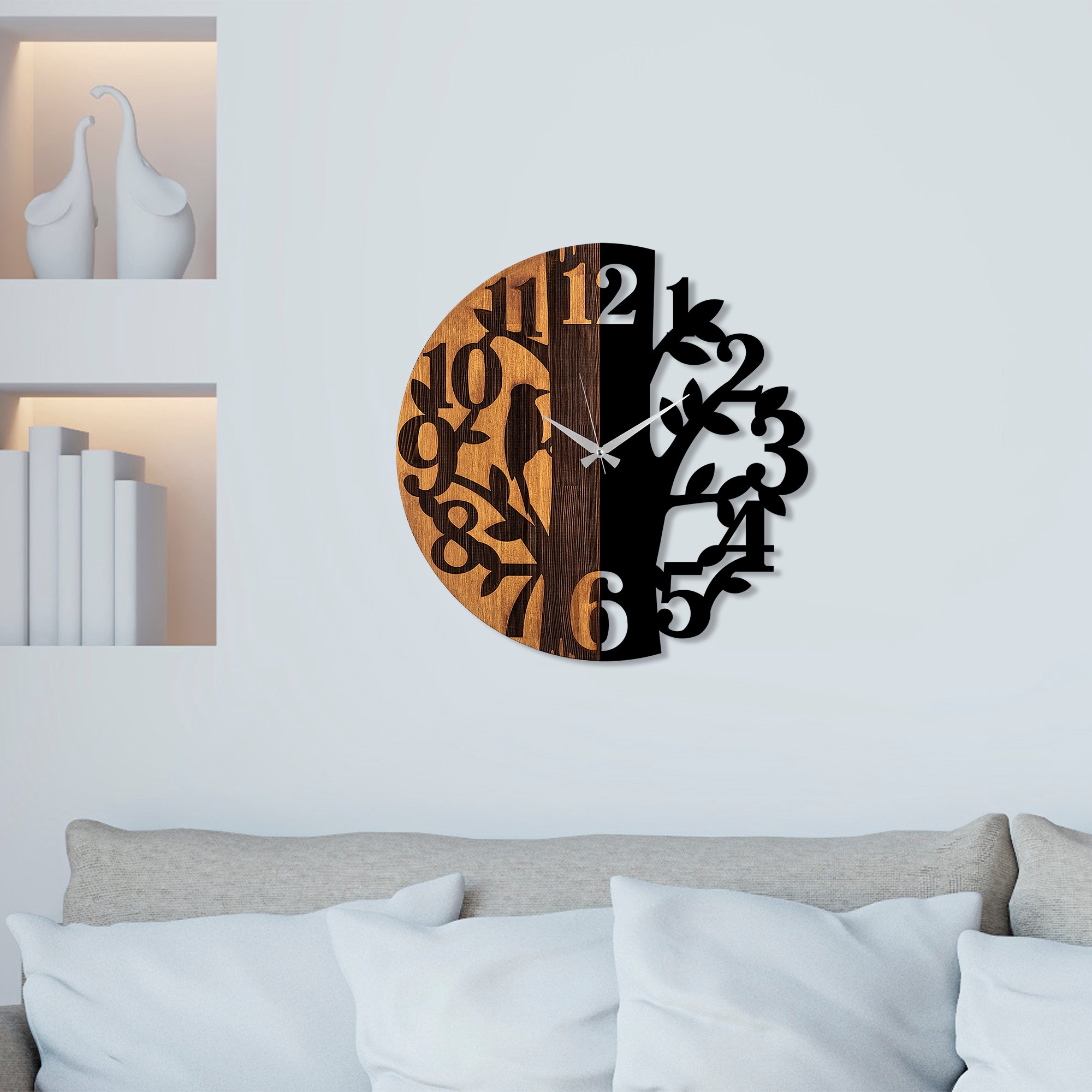 Ceas de perete Wooden Clock - 71 | 56 cm | Nuc/Negru