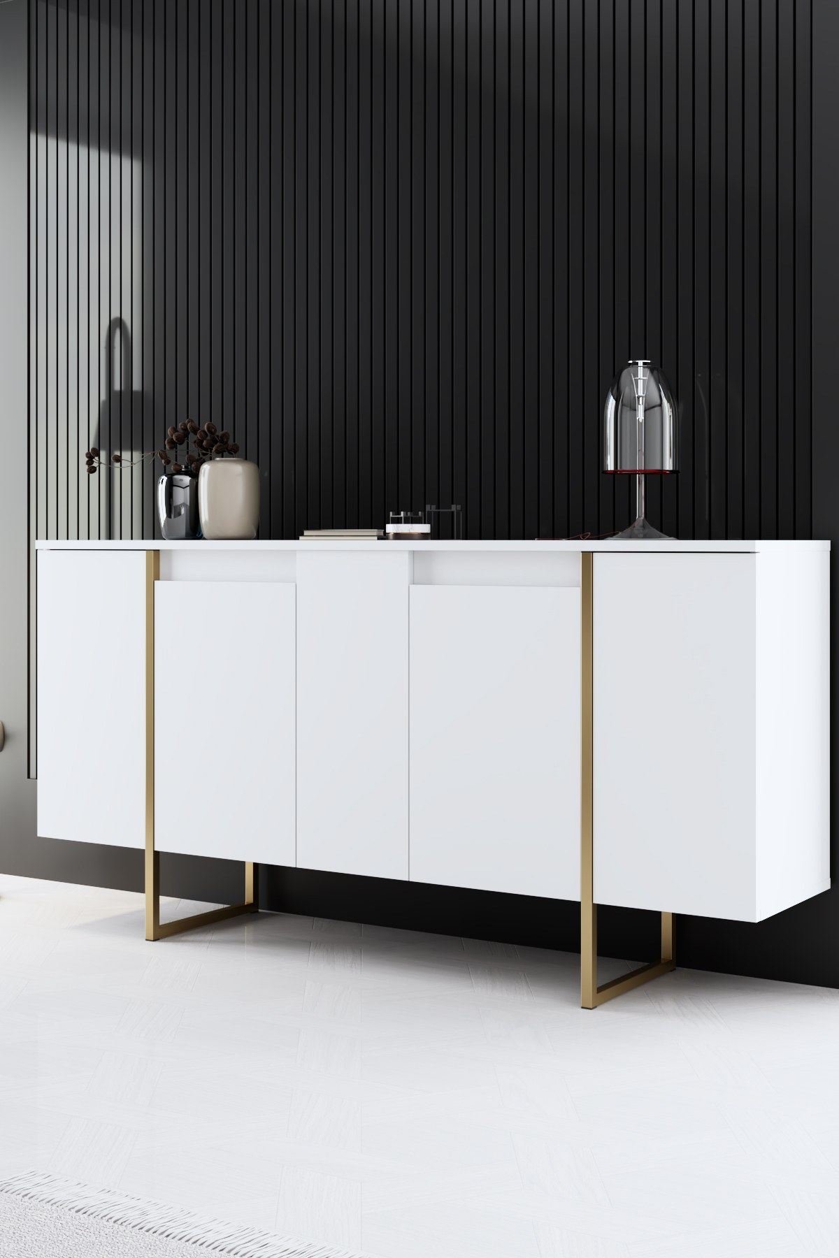 Consolă TV Luxe - White, Gold