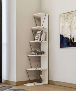Bibliotecă Tlos - White | PAL melaminat 18mm | 50 x 150 x 22 cm | Alb
