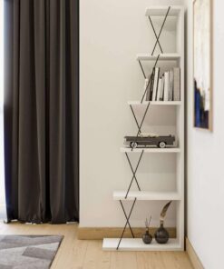 Bibliotecă Tlos - White | PAL melaminat 18mm | 50 x 150 x 22 cm | Alb