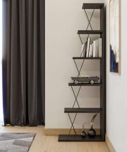 Bibliotecă Tlos - Anthracite | PAL melaminat 18mm | 50 x 150 x 22 cm | Antracit