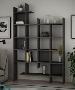 Bibliotecă Manco - Anhracite | PAL melaminat 18mm | 122 x 188 x 25,5 cm | Antracit
