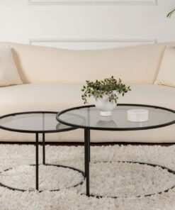 Set mese de cafea Aurum - 80, 60 - Black, Grey | 80 x 43 x 80 cm | Negru/Gri