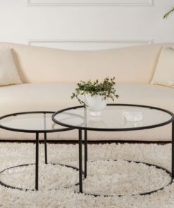 Set mese de cafea Aurum - 80, 60 - Black, Transparent | 80 x 43 x 80 cm | Negru/Transparent