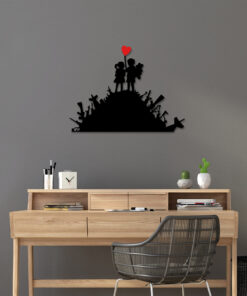 Decorațiune metal Banksy - 1 | Negru/Rosu