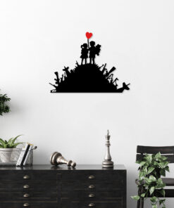 Decorațiune metal Banksy - 1 | Negru/Rosu
