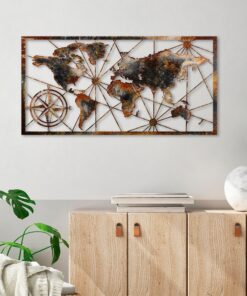 Decorațiune metal World Map Large - 3 | 120 x 60 cm | Multicolor