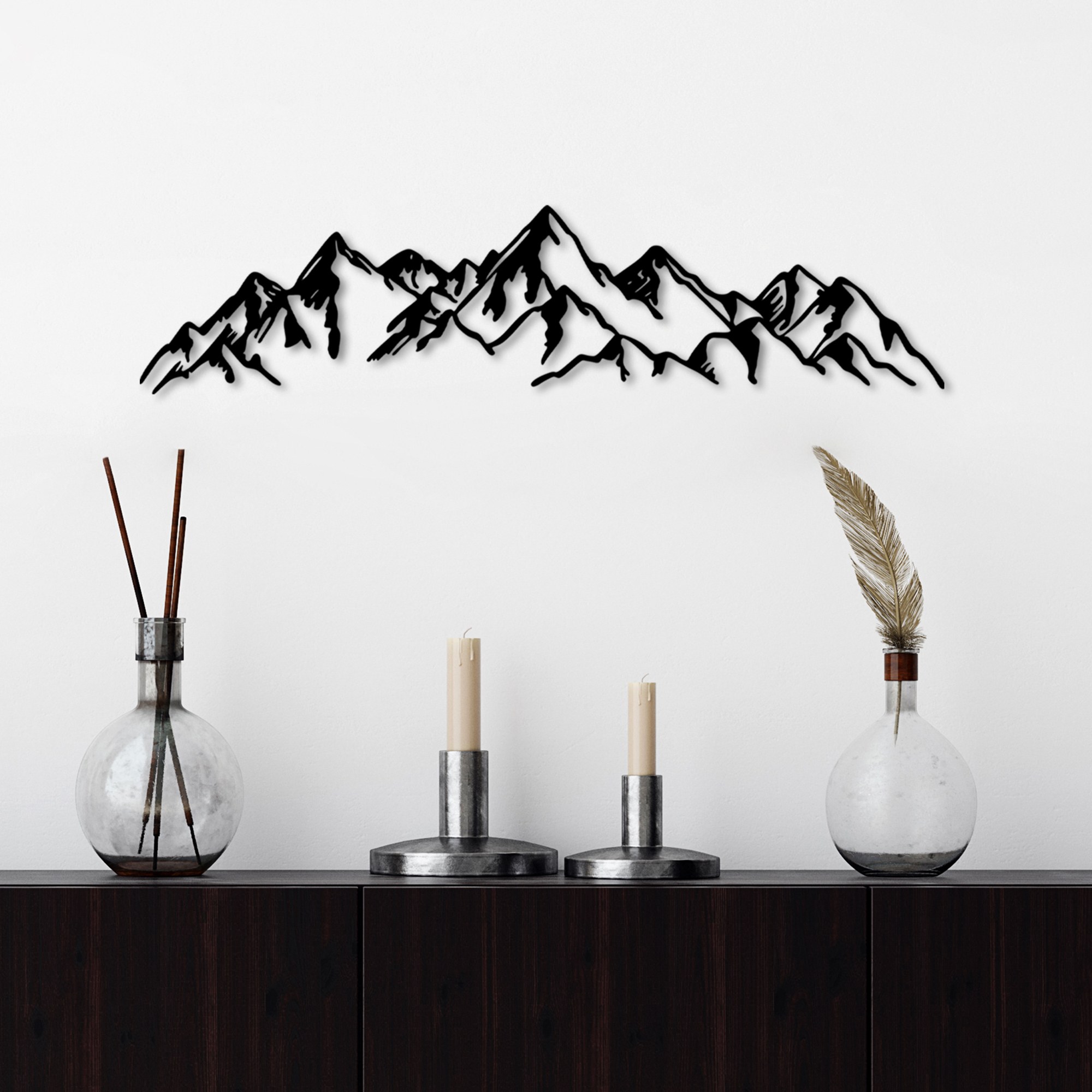 Decorațiune metal Mountain View - 1 | Negru
