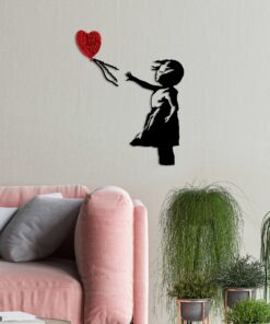 Decorațiune metal Banksy - 13-1 | Rosu/Negru