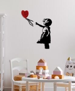 Decorațiune metal Banksy - 13-1 | Rosu/Negru