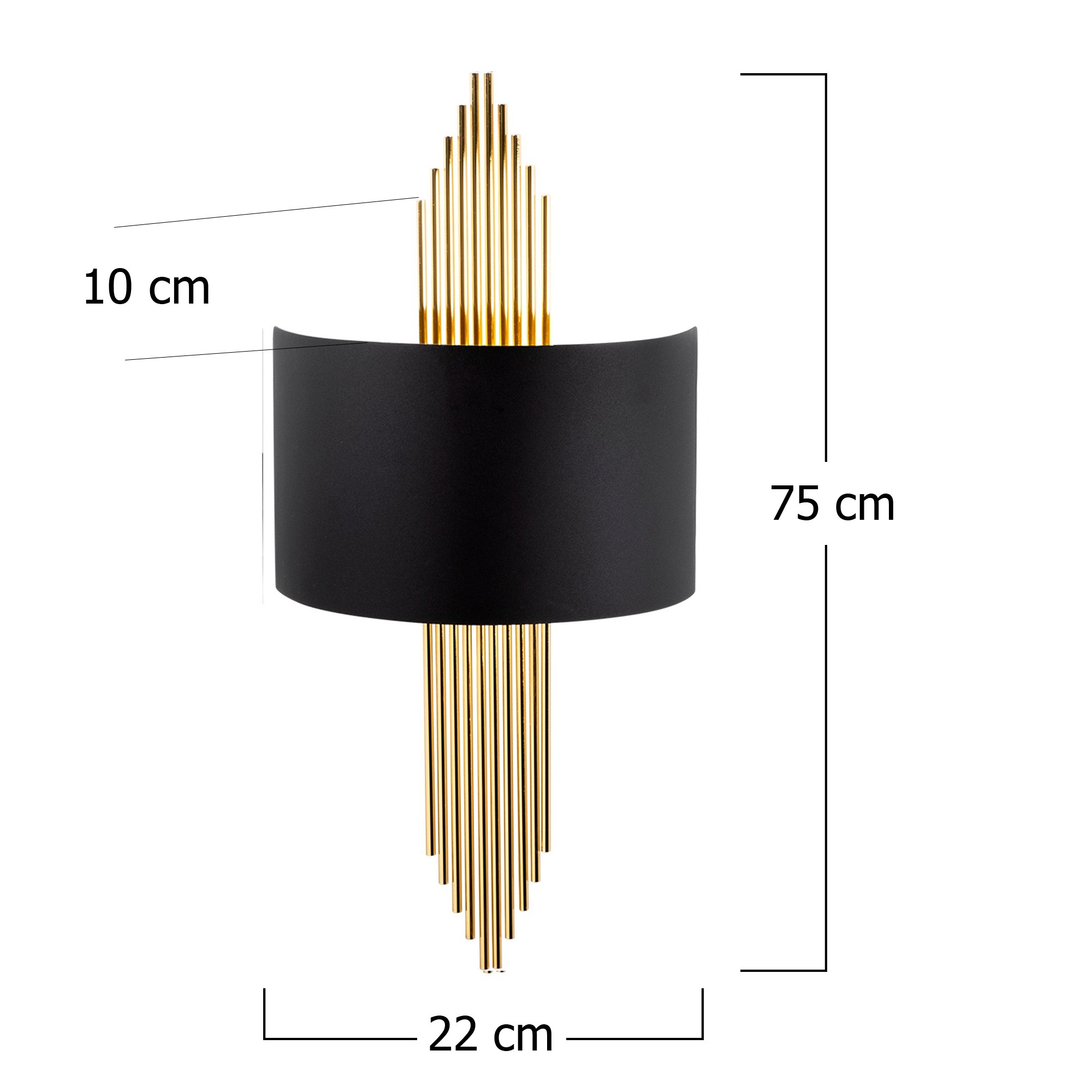 Aplică de perete 616 - A | corp metal | Negru/Auriu