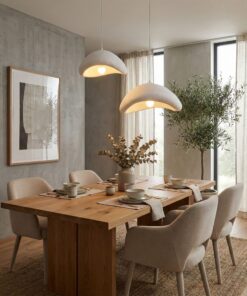 Candelabru Luna-40-50-T-Nua | corp metal, abajur fibra de sticla | H:60 - 115 cm | 2xE27 | Alb