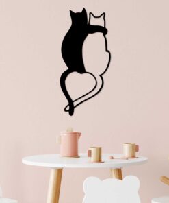 Decorațiune metal Love Cats - 478 | Negru