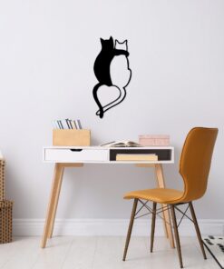 Decorațiune metal Love Cats - 478 | Negru