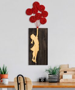 Decorațiune lemn Banksy - 17-1 | Nuc/Maro/Rosu