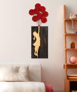 Decorațiune lemn Banksy - 17-1 | Nuc/Maro/Rosu