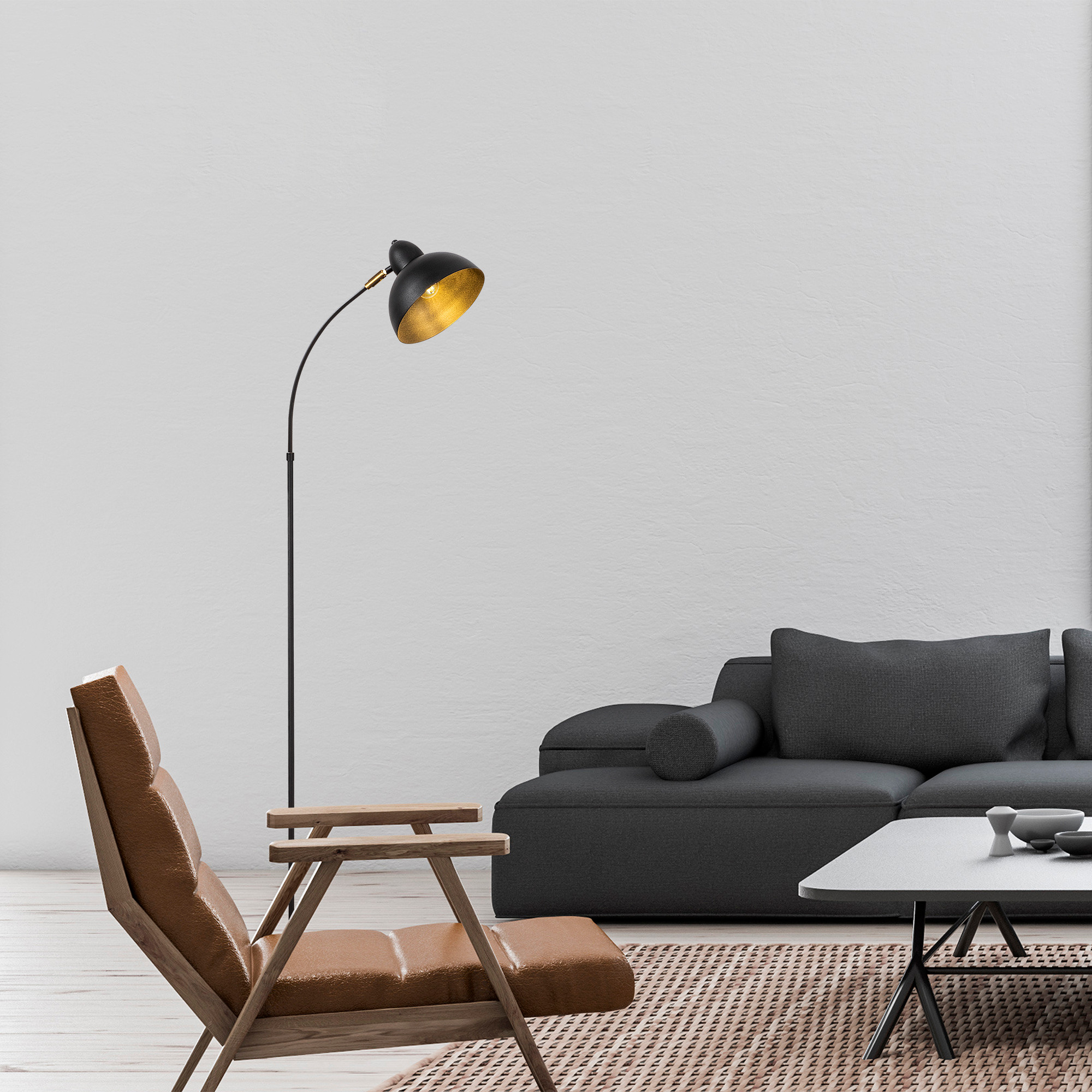 Lampadar Varzan - 10855 | corp metal, metal | H:162 cm | Negru/Antic