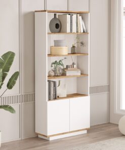 Bibliotecă Fr16-Aw | PAL melaminat 18mm | 75 x 168,3 x 26,8 cm | Pin Atlantic/Alb